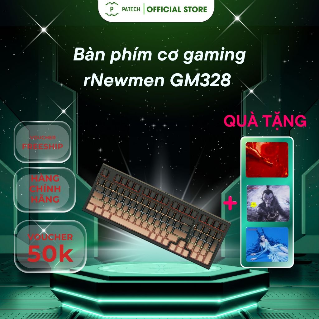 Bàn phím cơ gaming Newmen GM328 Pro / GM328 Plus Layout 96% | Lót sẵn Gasket Mount | Hotswap - Bảo h