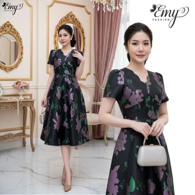 Đầm Thiết Kế EMY Thời Trang Cao Cấp EM9705 Vải Tafta Gấm Sang Chảnh Đi Tiệc