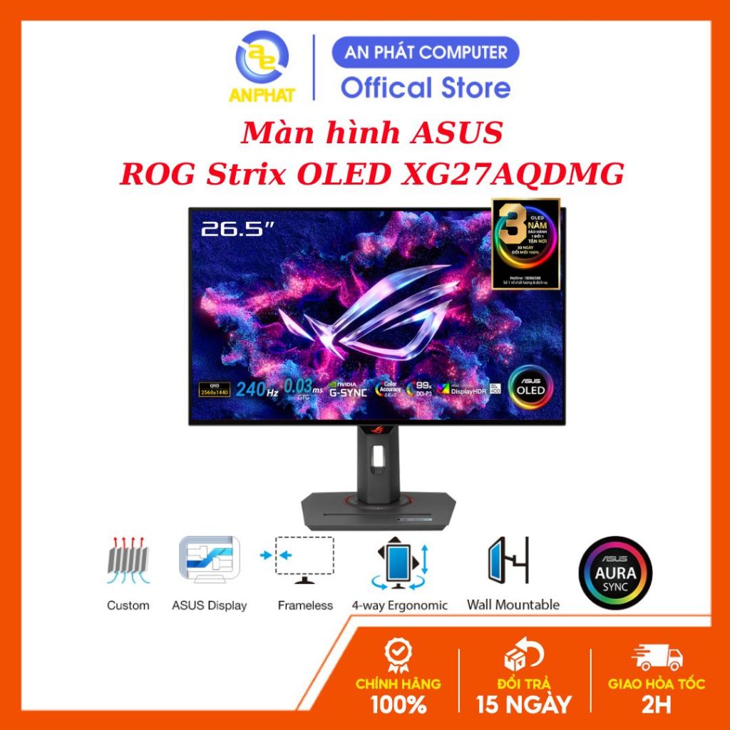[BH 36 Tháng] Màn hình Gaming ASUS ROG Strix OLED XG27AQDMG (27 inch - QHD - OLED - 240Hz - G-SYNC -