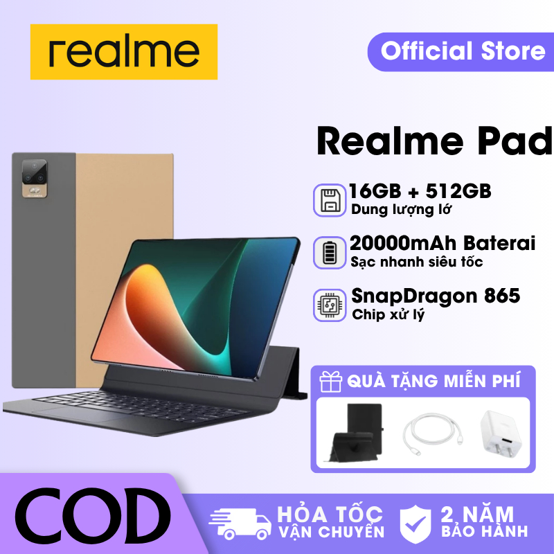 Realme Pad | 16GB RAM+512GB ROM | Snapdragon 865 | Pin 20000mAh | Hỗ trợ 2 SIM