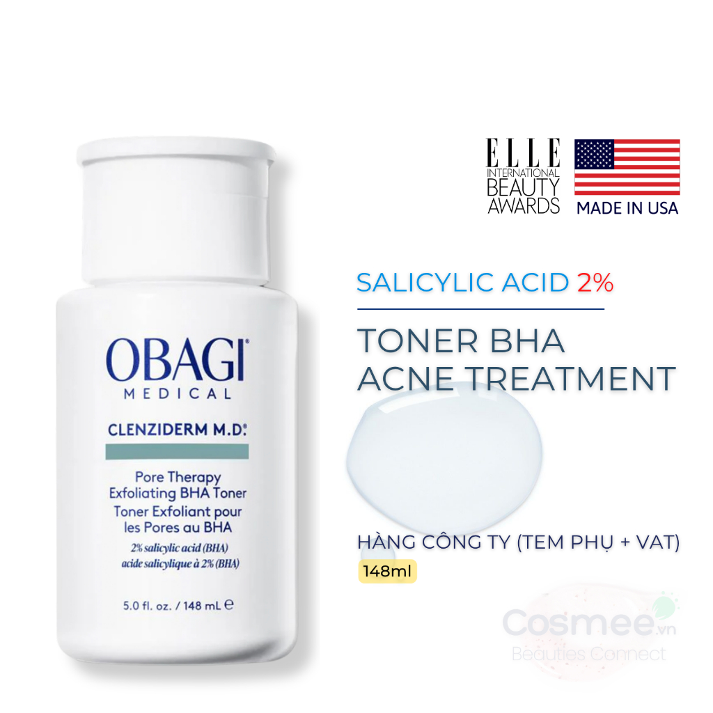 Toner BHA OBAGI Medical Clenziderm M.D. Pore Therapy Exfoliating - Tẩy Tế Bào Chết OBAGI 148ml