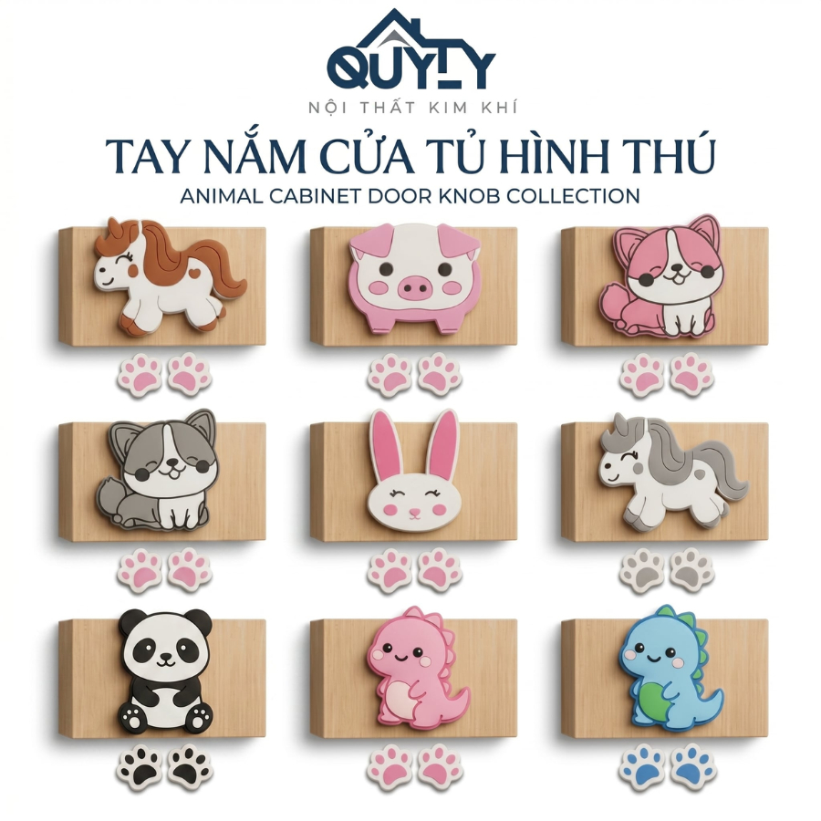 Tay Nắm Cửa Tủ Hình Thú Hoạt Hình Nhiều Mẫu – Tay Nắm Kéo Tủ Quần Áo, Tủ Nhựa,Tủ Trẻ Em