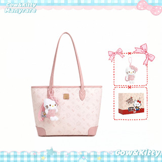 Túi Tote Cow&Kitty Màu Hồng, Công Suất Lớn, Họa Tiết Mèo Dễ Thương, Quà Tặng Sinh Nhật, Túi Xách Nữ