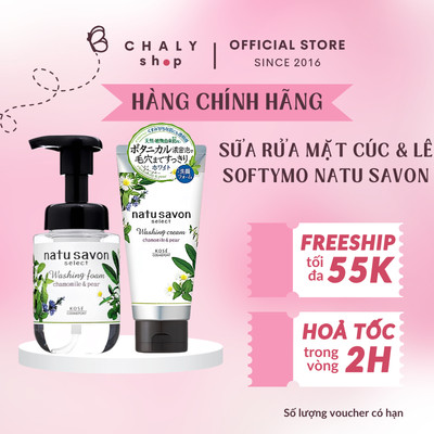 Sữa rửa mặt tạo bọt Softymo Natusavon Select Washing hương hoa cúc và lê 130g/180ml Nhật Bản