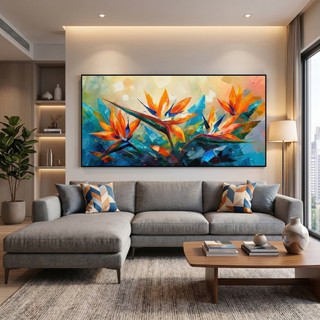 Tranh Canvas Hoa Thiên Điểu Hiện Đại – Tranh Treo Tường Nghệ Thuật Phòng Khách Sang Trọng