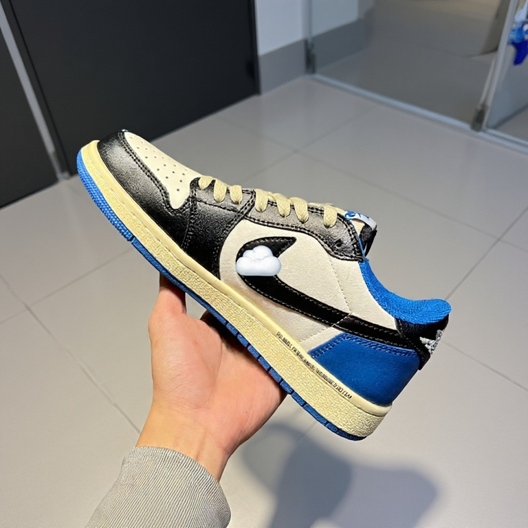 Giày Sneaker Travis Scott x JD1 cổ thấp màu Mocha nâu kem, xanh dương basic dễ phối đồ cho nam nữ | BigBuy360 - bigbuy360.vn