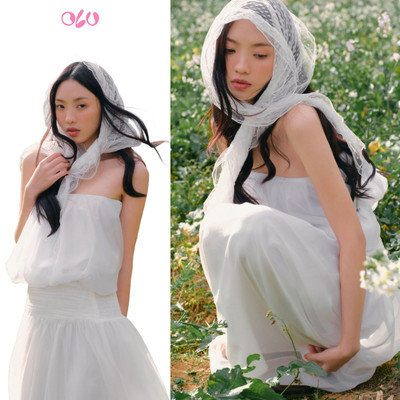 Set OLV áo và chân váy White Halter Belted Gathered Maxi Set phù hợp đi chơi đi biển