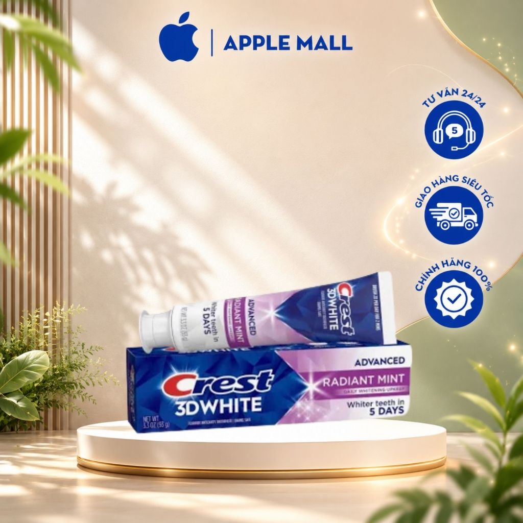 Hàng Mỹ - kem đánh trắng răng Crest 3D white Brilliance/Brilliance Extra/Luminous Purple