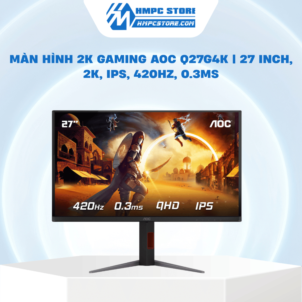 Màn hình 2K Gaming AOC Q27G4K | 27 inch, 2K, IPS, 420Hz, 0.3ms, bảo hành 36 tháng