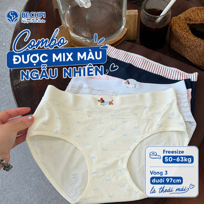 [COMBO 5] Quần Lót Nữ Cotton Hình Cún Dễ Thương Freesize 50-65kg QL3040 Nội Y Bechipi