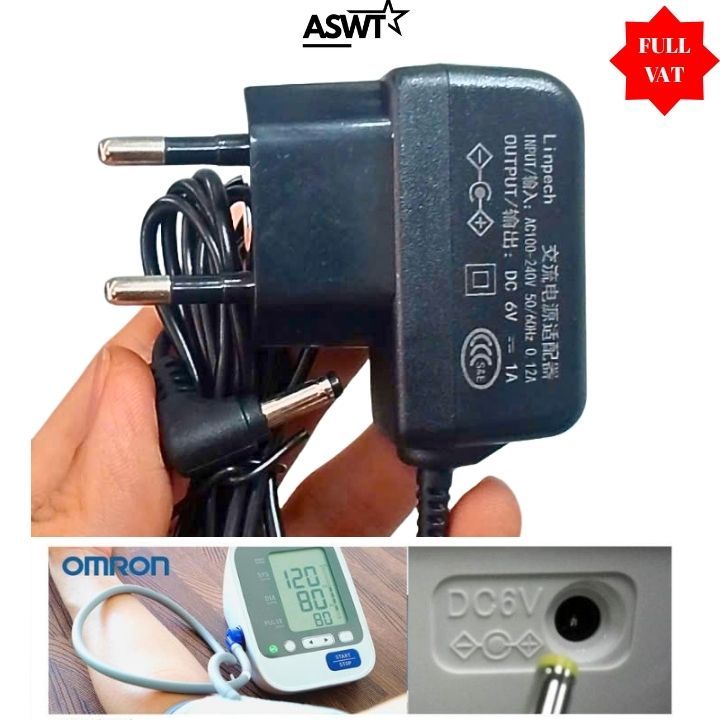 Adapter 6V máy đo huyết áp OMRON HEM-8712 HEM-7142t HEM-7143t HEM-7156 HEM-7361t, adapter omron 6V