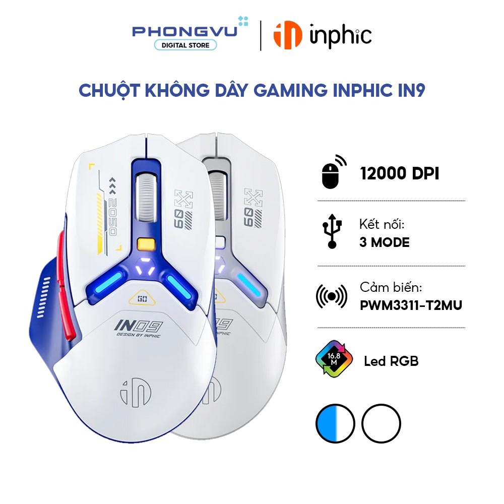 Chuột không dây Gaming Inphic IN9 PixArt PAW3311 -Bảo hành 12 tháng