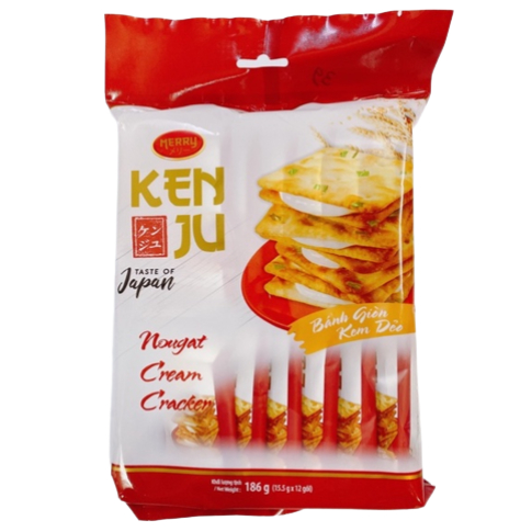 Bánh quy kem dẻo Richy Kenju Nougat vị kem hành gói 186g