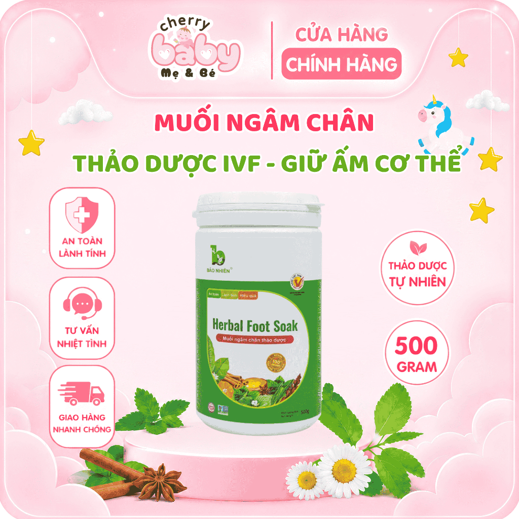 Muối Ngâm Chân Thảo Dược IVF Bảo Nhiên - Giữ Ấm Cơ Thể - Cho Người Chuẩn Bị Làm IVF - Hũ 500gr