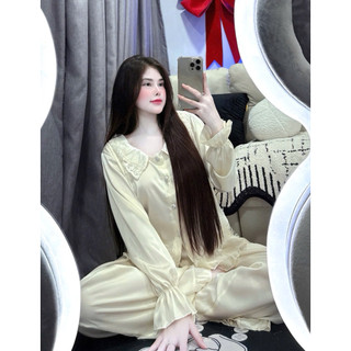 sét đồ bộ mặc nhà pijama chất latin lụa tay dài quần dài có túi mềm mịn