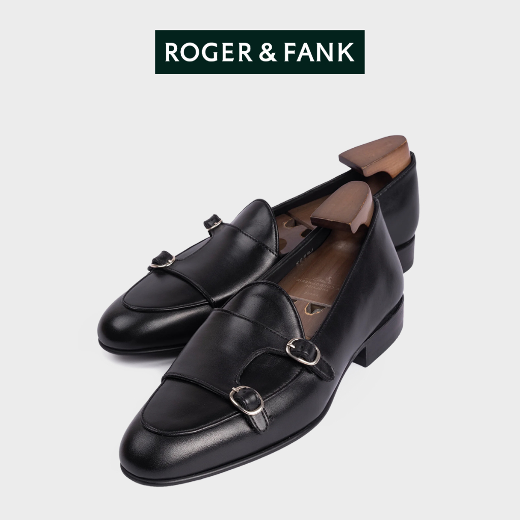 Giày Loafer Double Monkstrap Da Bê Nam Cao Cấp thương hiệu ROGER & FANK