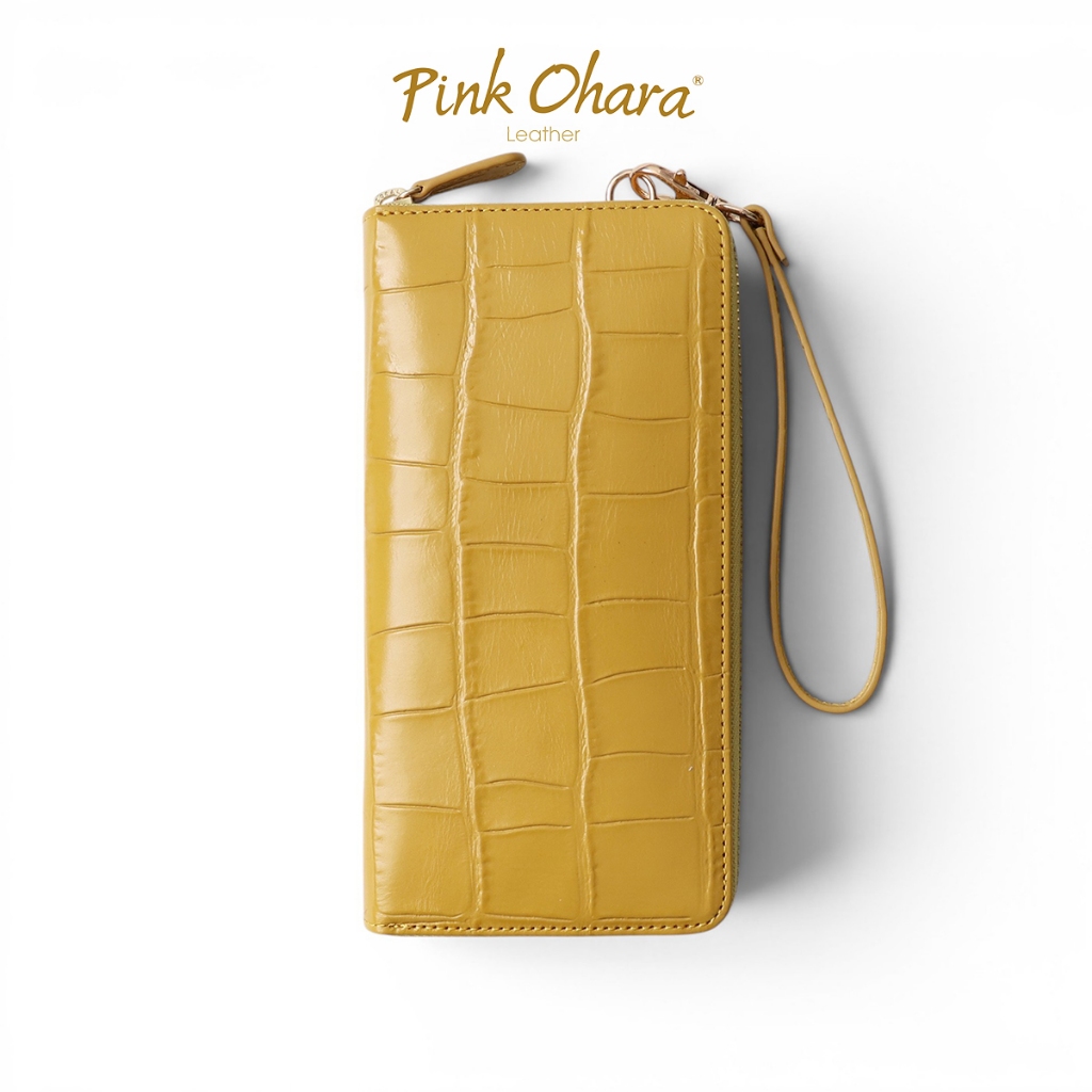 Ví Dài Cầm Tay Nam Nữ PINK OHARA Da Bò Thật