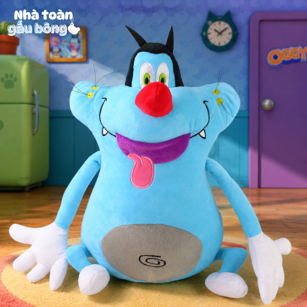 Gấu Bông Mèo Oggy Đáng Yêu Trong Phim Oggy Và Những Chú Gián, Mèo Xanh Oggy Nhồi Bông Cao Cấp Vải Nh