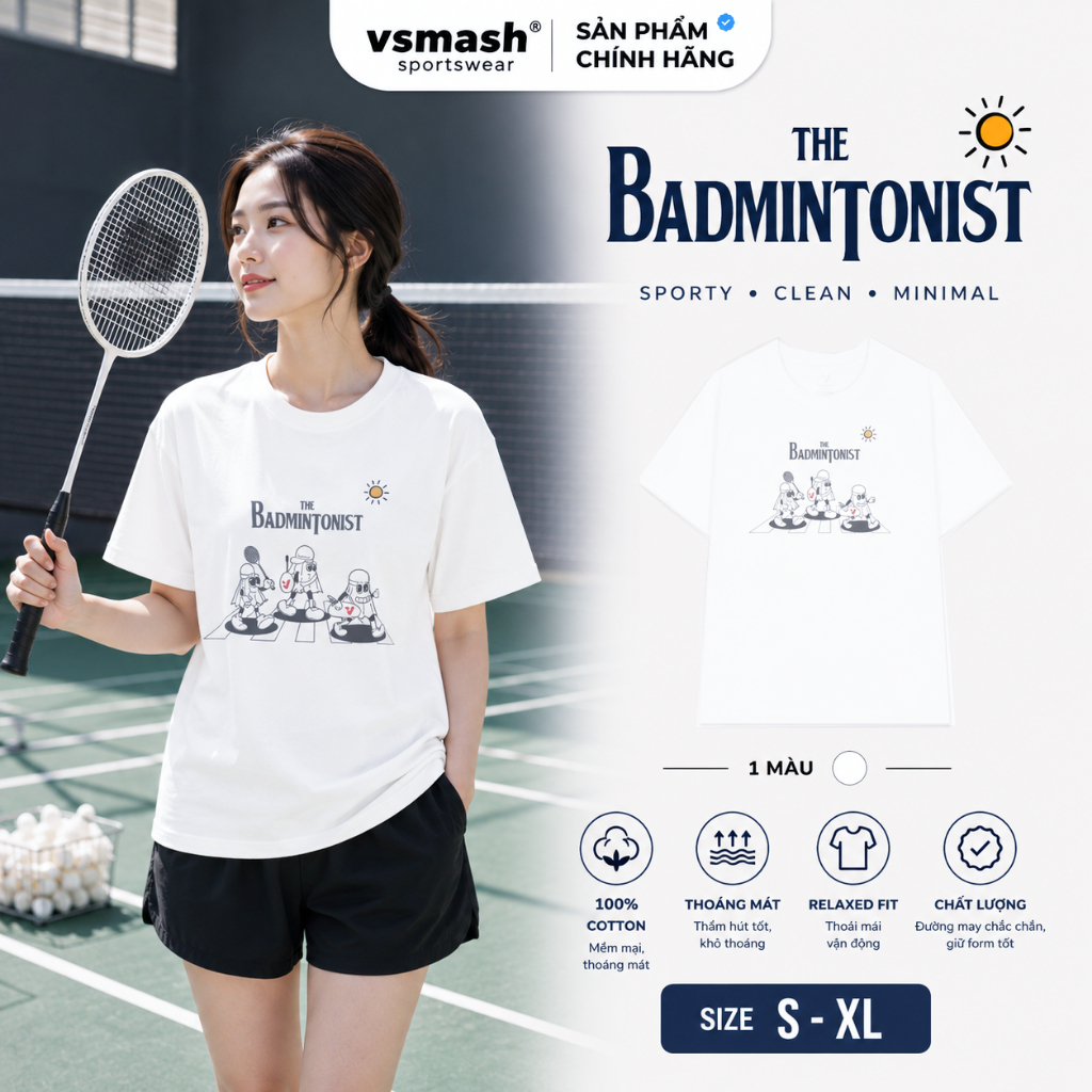 Áo thun cầu lông Vải Bông Em Bé| VSMASH VN | THE BADMINTONIST | Unisex | Sợi nhập | Mềm mịn, Thoáng 