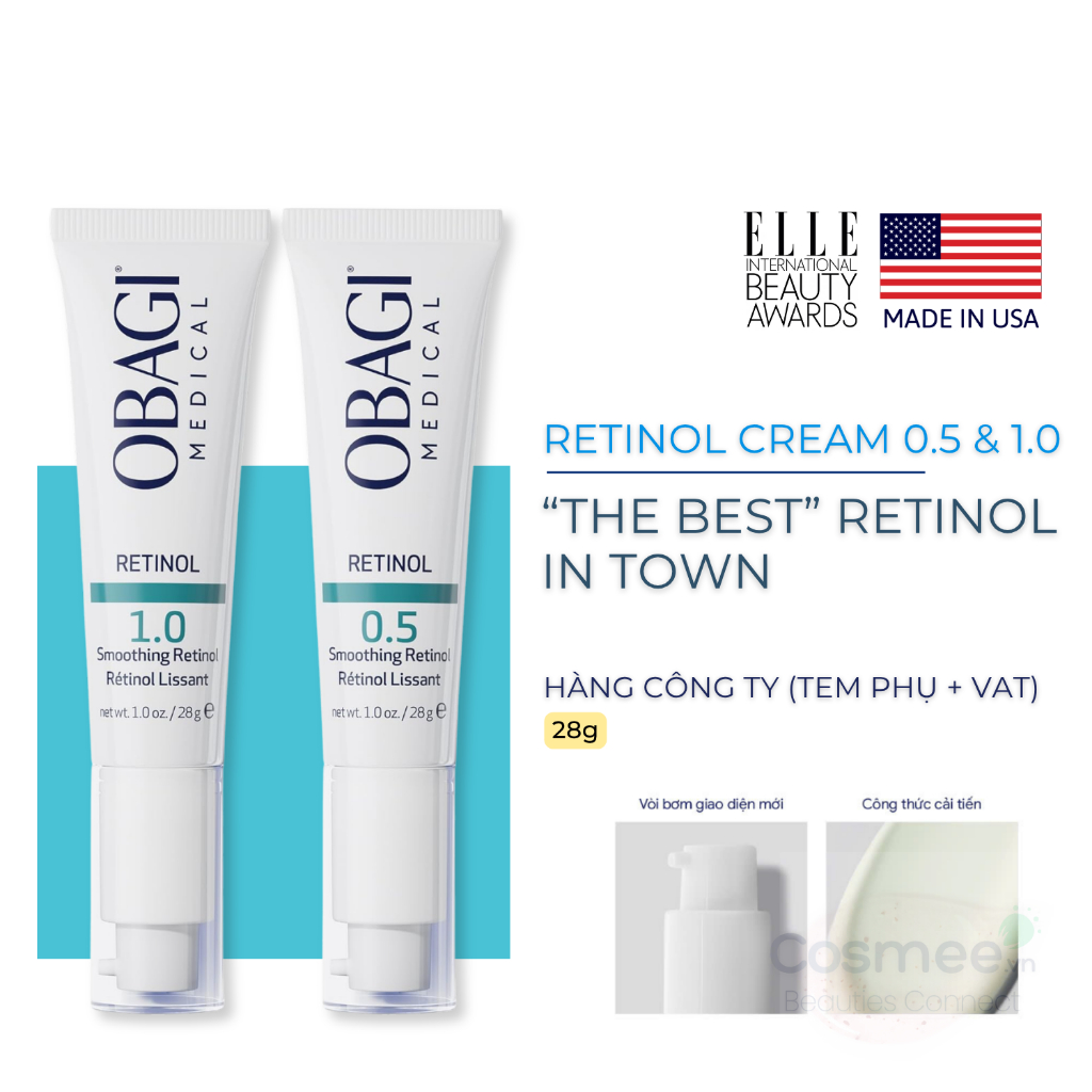 RETINOL OBAGI [1.0 - 0.5] Kem Dưỡng Obagi Retinol Giúp Giảm Lão Hóa, Giảm Mụn, Mờ Thâm 28g