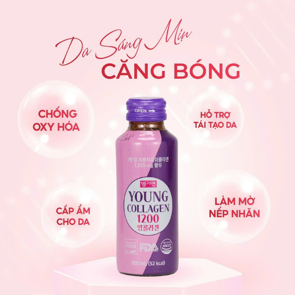 Nước Uống Collagen Young Collagen 1200mg Hàn Quốc  - Hộp 10 chai x 100ml