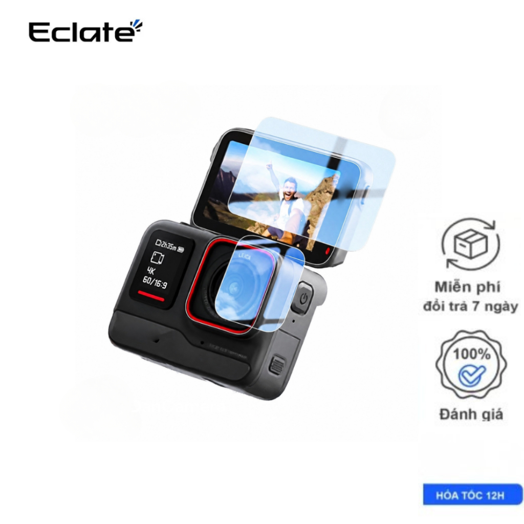 Cường Lực Insta360 Ace Pro 2 / Ace Pro 1 - Bộ Miếng Dán Bảo Vệ Màn Hình & Ống Kính Cường Lực 9H Tron
