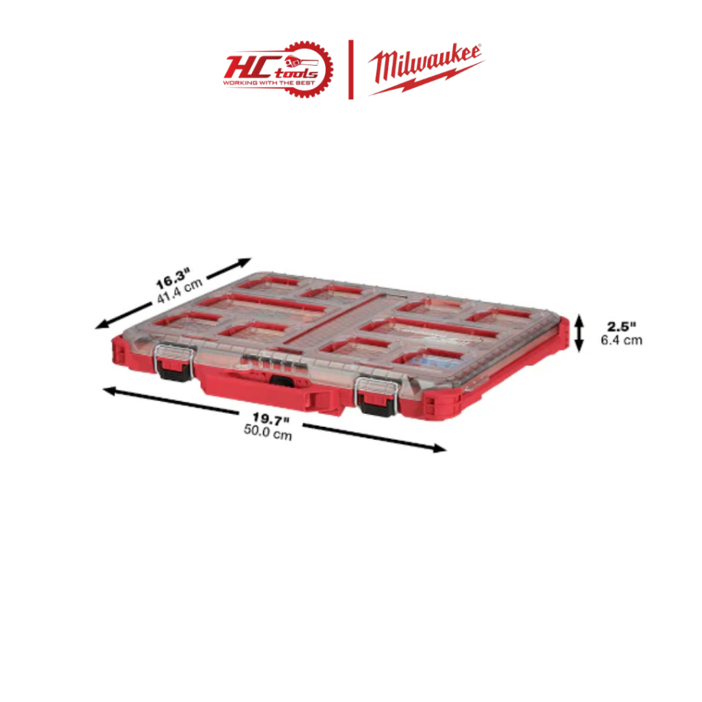 Hộp Đựng Linh Kiện Thùng Đồ Nghề Milwaukee 48-22-8431 PACKOUT Dáng Mỏng Kháng Nước IP65 - HCTools VN