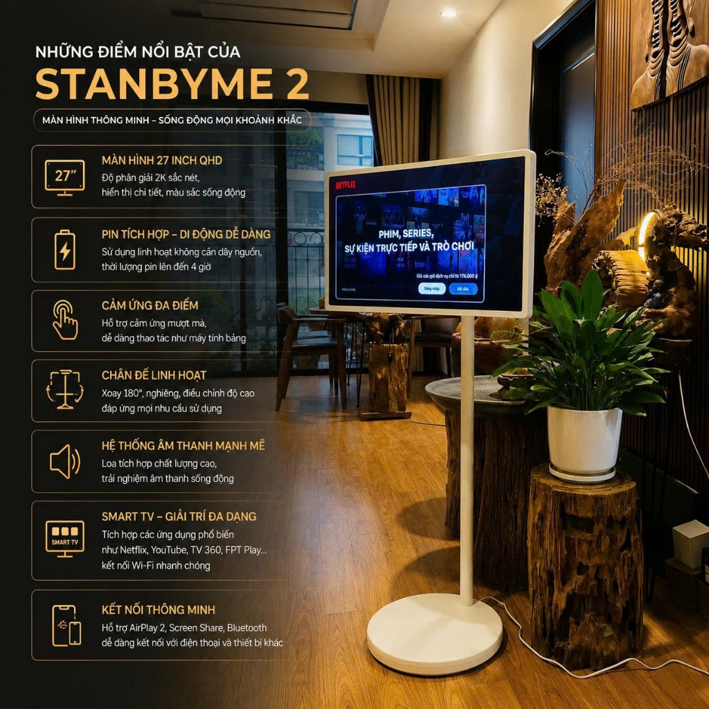 [GIÁ SỐC] -  [HỎA TỐC 2H]  - Màn Hình Tivi Không Dây LG StanbyME 2 Màn hình Giải trí Di động 27LX6TD