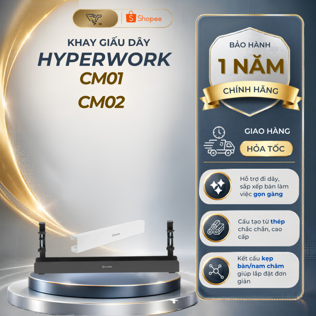 Khay đi dây kẹp bàn HyperWork CM01 HyperWork CM01 | Nam châm CM02 | Bảo hành 12 tháng