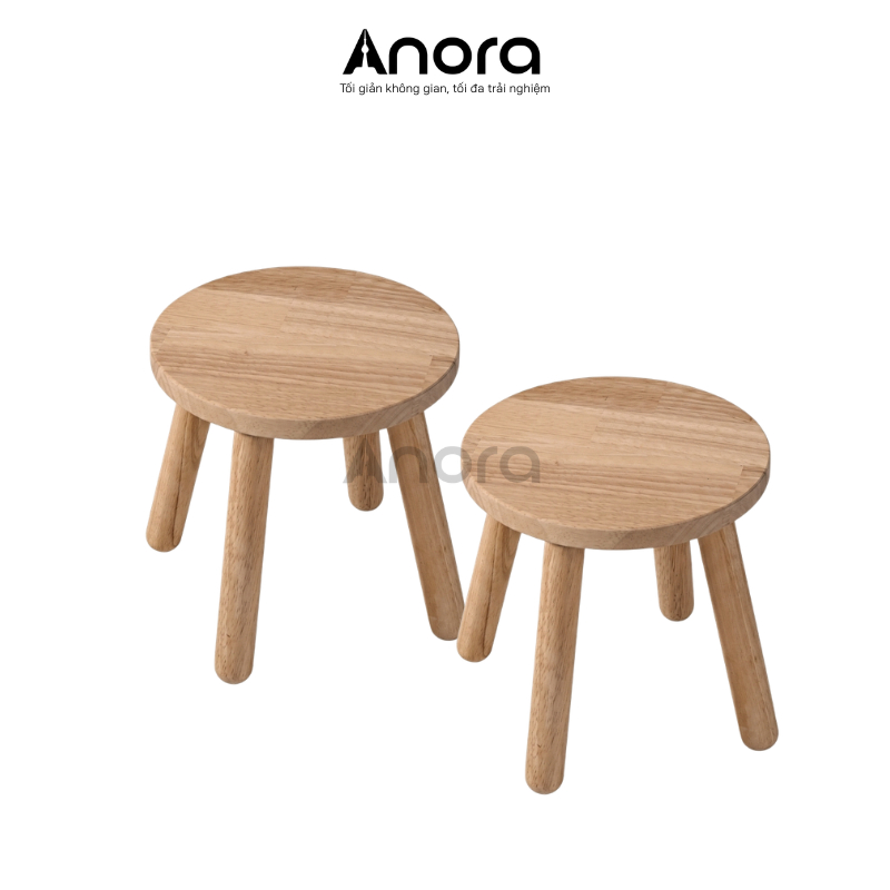 Set 2 Ghế Đẩu Tròn Ø24 Màu Teak Anora Home - Ghế Ngồi Thay Giày Đa Năng, Decor Góc Chill Ban Công