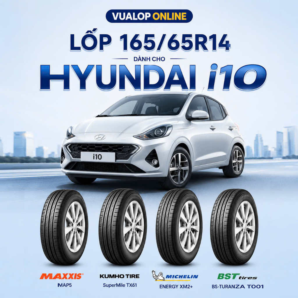 Lốp xe Huyndai i10 165/65R14 KUMHO MAXXIS bám đường tốt - Chính hãng bảo hành 5 năm