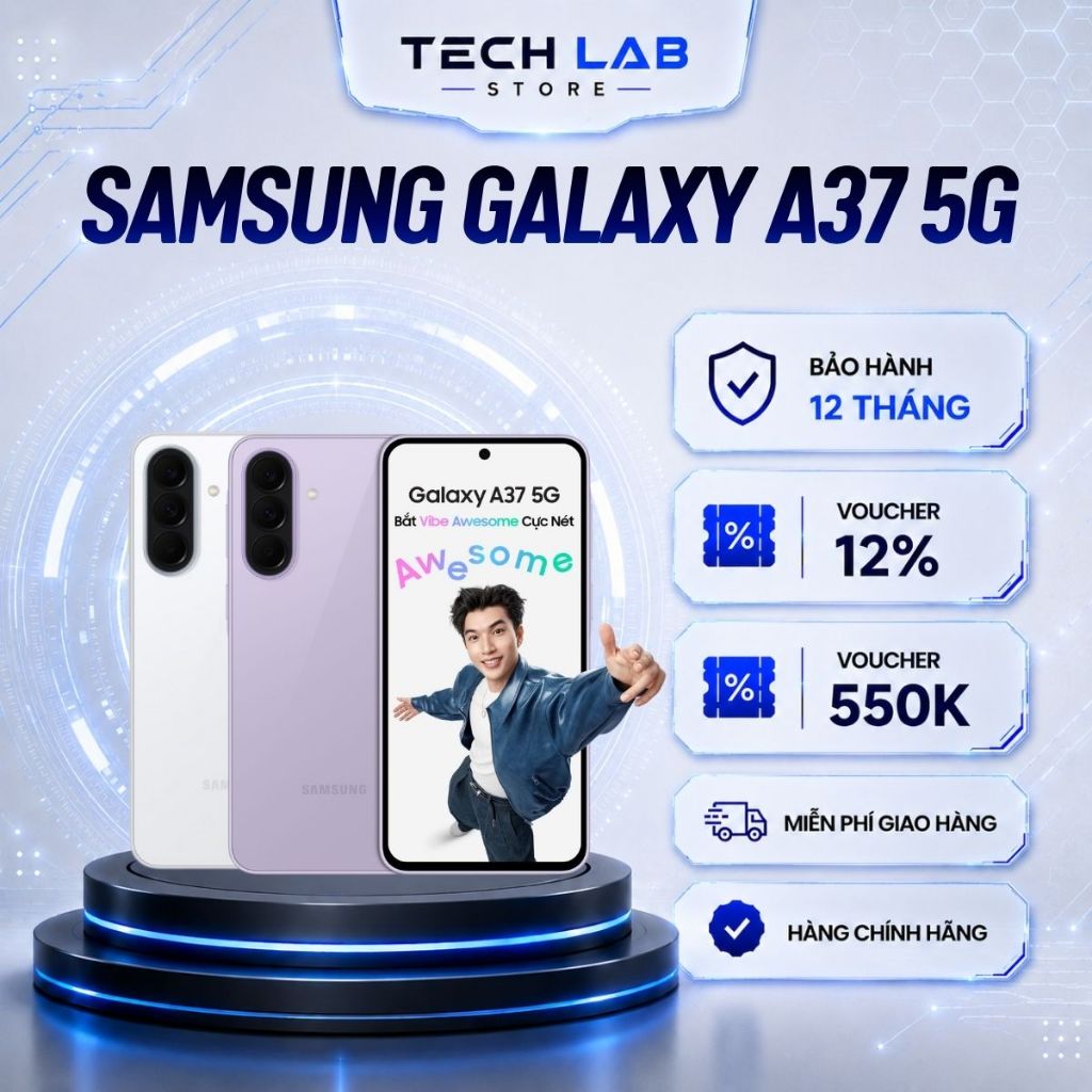 Điện thoại SAMSUNG Galaxy A37 5G RAM 8GB ROM 128GB Chip Exynos 1480 8 nhân - Bảo hành 12 Tháng
