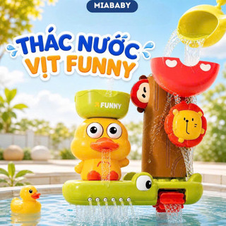Đồ chơi nhà tắm thác nước vịt kèm bánh xe, đồ chơi nhà tắm vịt phun nước có vòi sen, chậu hoa nở khi tưới nước cho bé