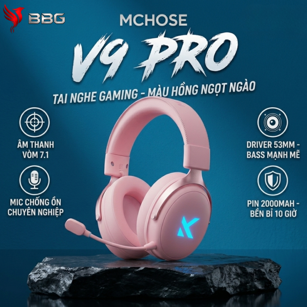 [BH 12TH] Tai nghe không dây gaming Mchose V9 | V9 Pro | 3 mode | Dây | Bluetooth | 2.4Ghz