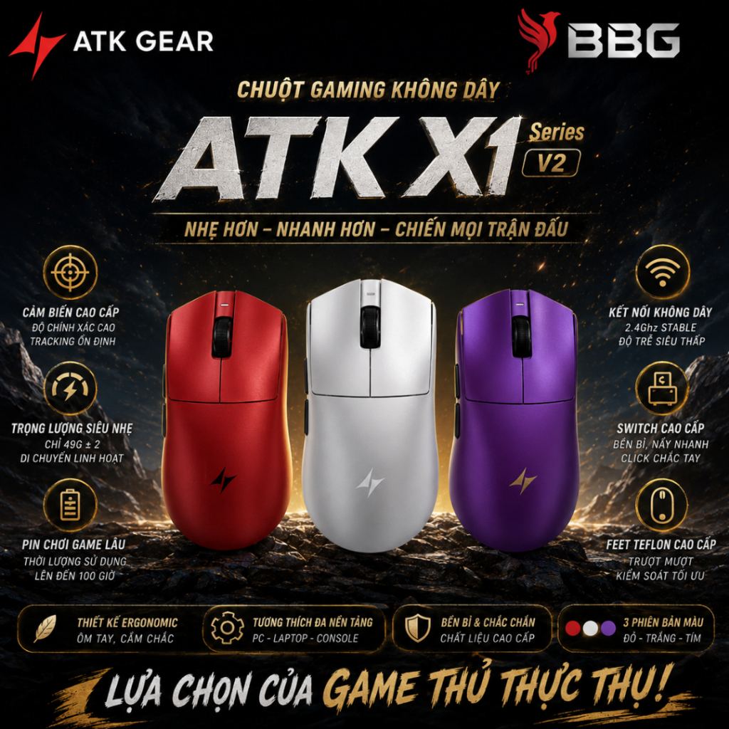 [BH 12TH] Chuột Gaming ATK X1 V2 Ultimate | X1 V2 Ultra Max | ATK X1SE | X1S | X1