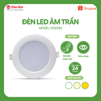 Đèn LED âm trần downlight Đổi 3 màu ánh sáng Rạng Đông khoét trần Viền Trắng