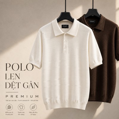 Áo polo dệt len ROWAY PREMIUM cotton | Polo len dệt gân
