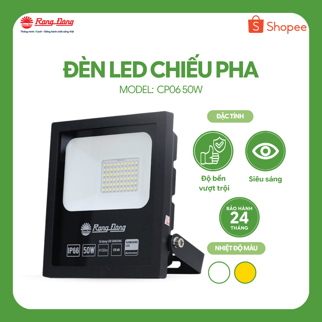 Đèn Pha LED 50W Rạng Đông Model: CP06 50W
