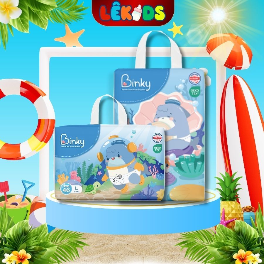 (2 bịch)Tả/bỉm Binky quần dán size NB62/S58/M54/M50/L46/XL44/2XL40/3XL36 cho bé thấm hút nhanh