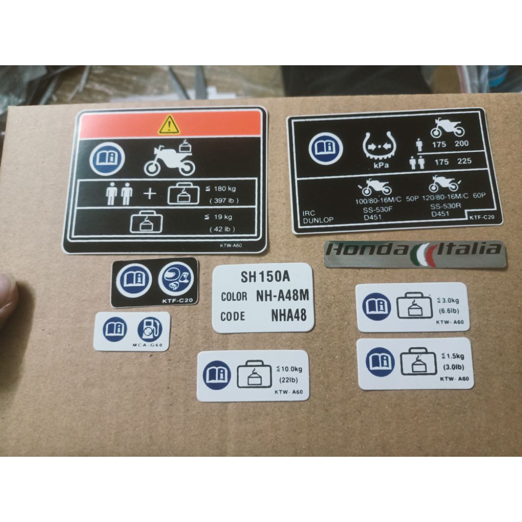 Bộ tem thông số dán xe Sh ý đời 2009 đến 2012 new