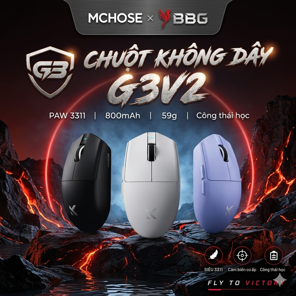 [BH 12TH] Chuột Gaming không dây Mchose G3 V2 PAW3311 | G3 pro v2