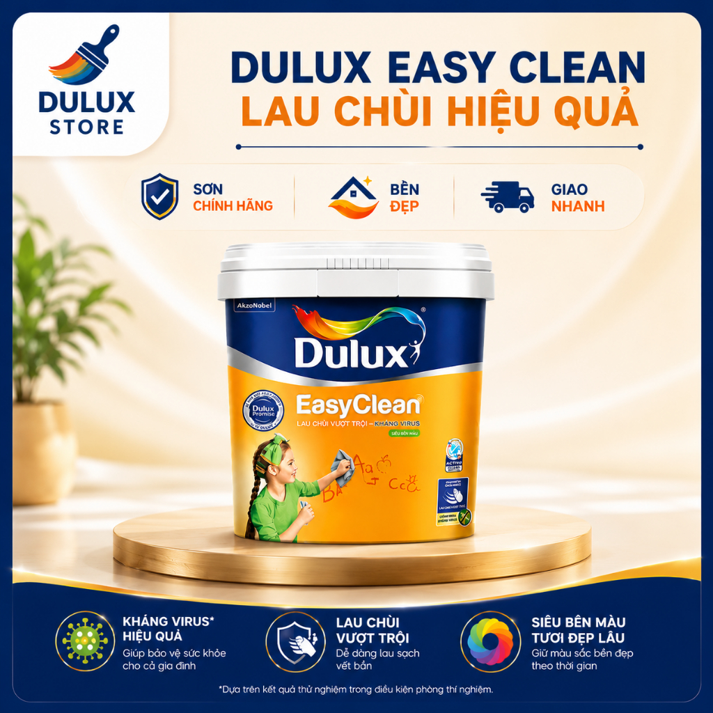 1L  Sơn nội thất DULUX  EASY CLEAN lau chùi hiệu quả, kháng virus