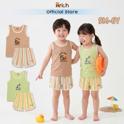 Bộ ba lỗ thể thao Arich phối sọc, vải sợi tre petit cho bé trai, bé gái size từ 9m - 6 tuổi