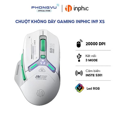 Chuột không dây Gaming Inphic IN9 XS PixArt PAW3311 NearLink (Green) - Bảo hành 12 tháng