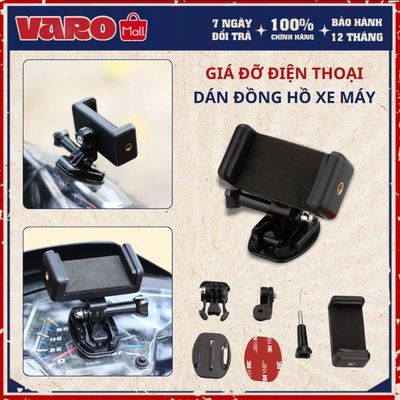 Giá Đỡ Bộ Kẹp Điện Thoại Dán Lên Mặt Đồng Hồ Xe Máy, Đế Cài Dễ Dàng Tháo Lắp Kèm Keo 3m