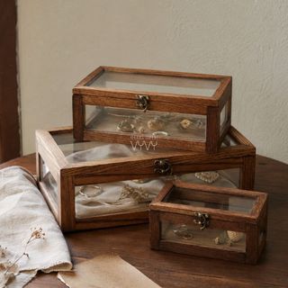 Hộp gỗ tần bì trong suốt kiếng màu rustic | Hộp gỗ lưu trữ hộp trang sức khungtranhvyvy dogothucong