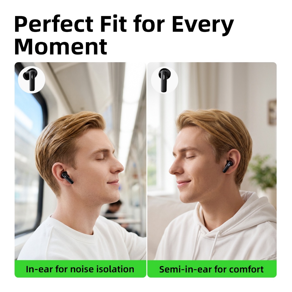 Tai Nghe GOOJODOQ 2 Trong 1 Tặng Kèm 2 Cặp (In-ear + Semi-in-ear) Trong Cùng Hộp, Kết Nối 2 Thiết Bị Cùng Lúc,Pin 5 Giờ | BigBuy360 - bigbuy360.vn