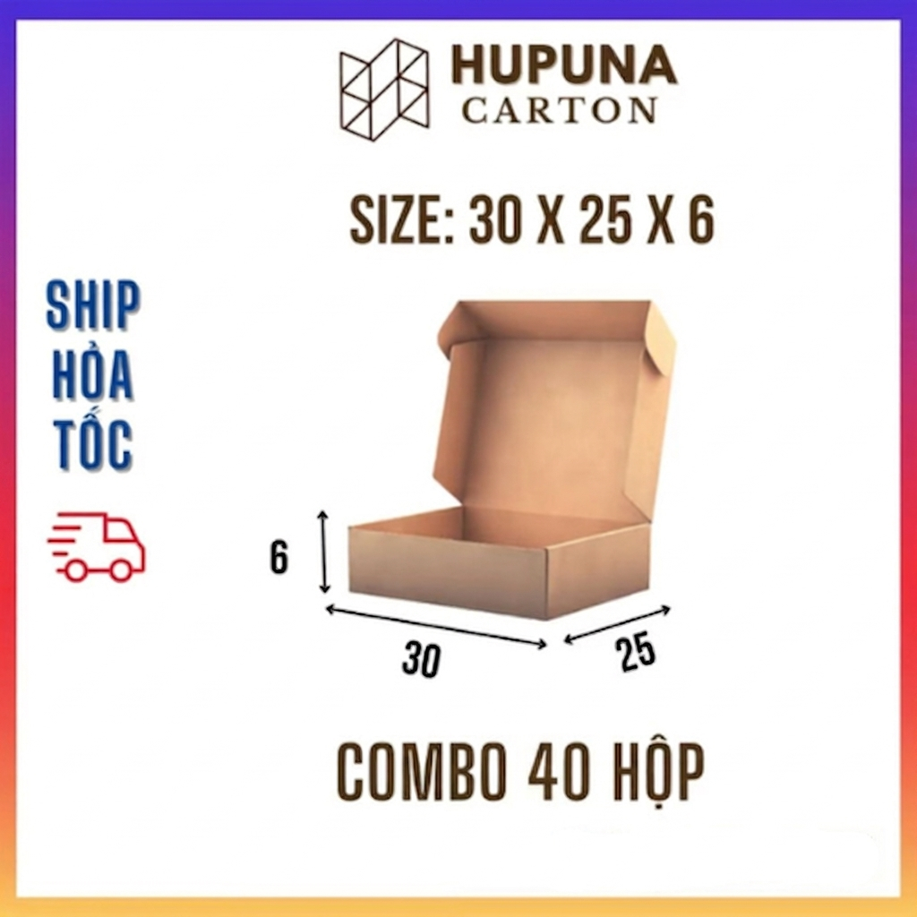 [FREESHIP] 30x25x6 Combo 40 Hộp Carton Nắp Gài đóng gói hàng quần áo, giày dép giá rẻ