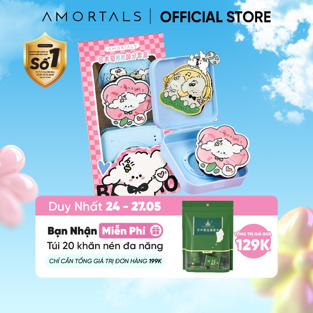Bông Mút Trang Điểm Puppy Amortals, Thiết Kế Xinh Xắn, Kết Cấu Đầy Đặn Dễ Tán, Hạn Chế Hút Kem Nền, 
