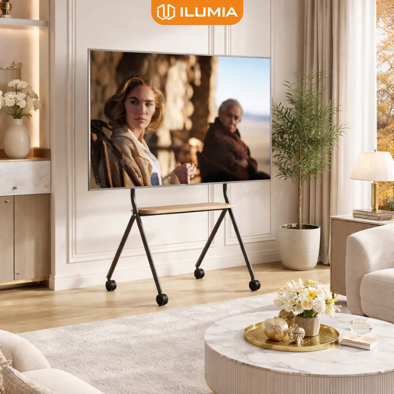 [FURNI HOME] Giá treo tivi khung thép tròn chống ghỉ phong cách hiện đại di chuyển tiện lợi ILUMIA -